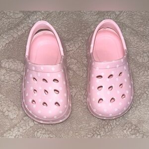 Girls Capelli Clogs - Pink & White Polka Dot Slip On Shoes With Platform, Size 3